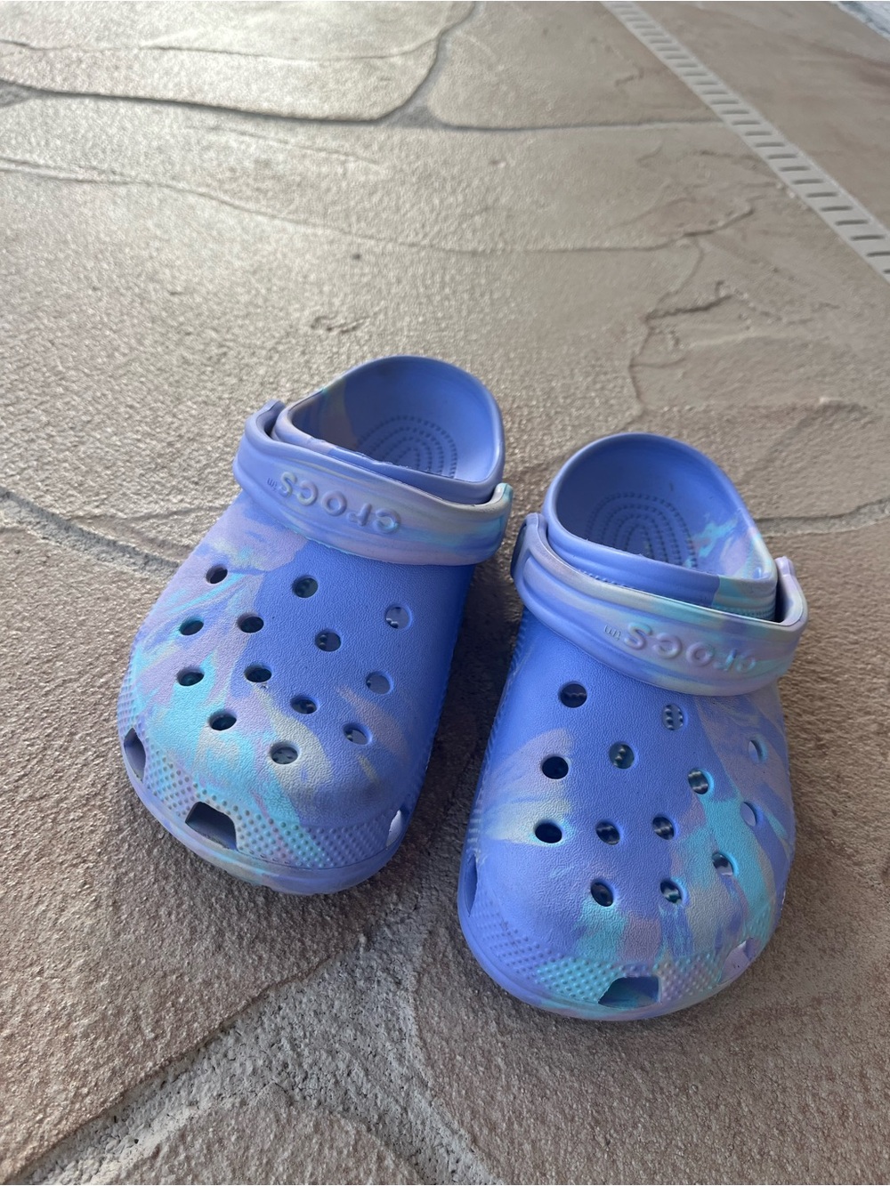 CROCS Kids Classic Clog - Mint/Lavender Tie-Dye Sz J5